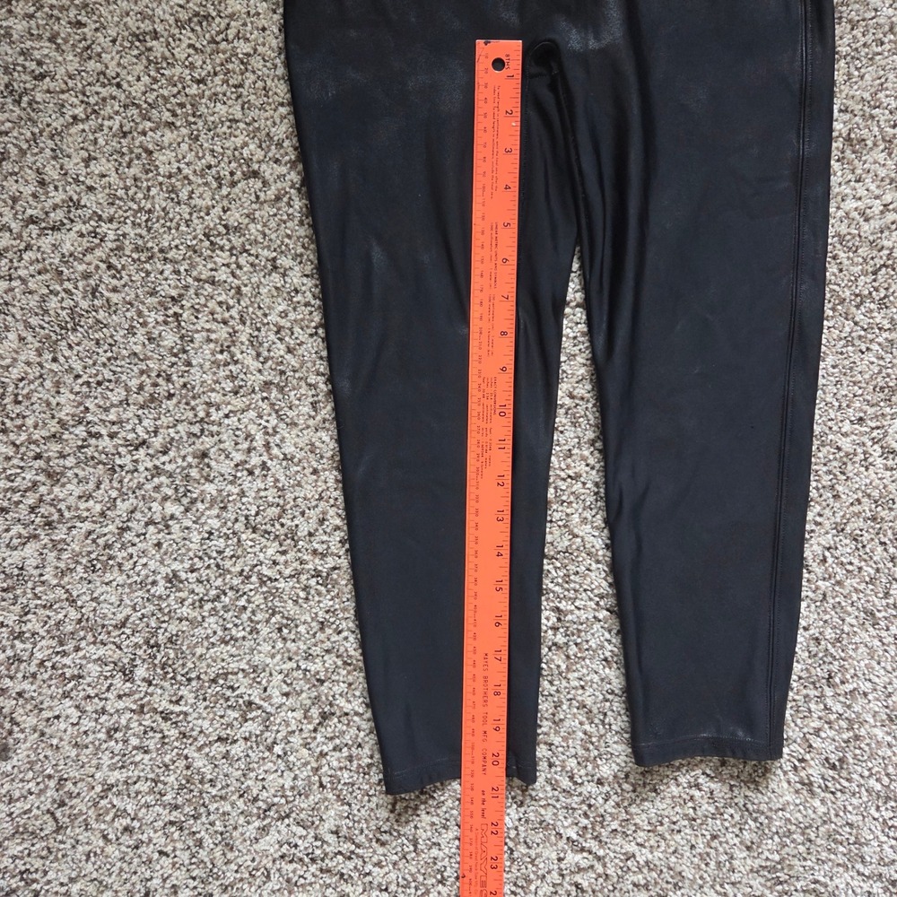 Spanx Faux Leather Leggings Bundle Black High Waist Size L 2 Pairs Crop Full - Picture 4 of 7